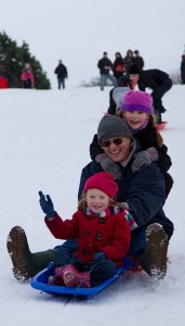 Tobogganing with children