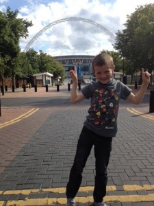 Matthew walking up Wembley Way 