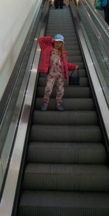 On the escalators at Doncaster Frenchgate centre