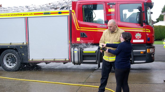 Trying at the hose at the fire station with Dynamix