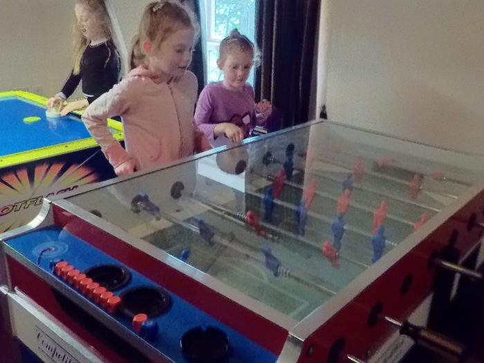 Playing fusball at Sandybrook Country Park