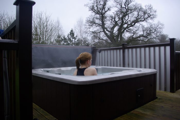 The hot tub in lodge 65 at Sandybrook Country Park